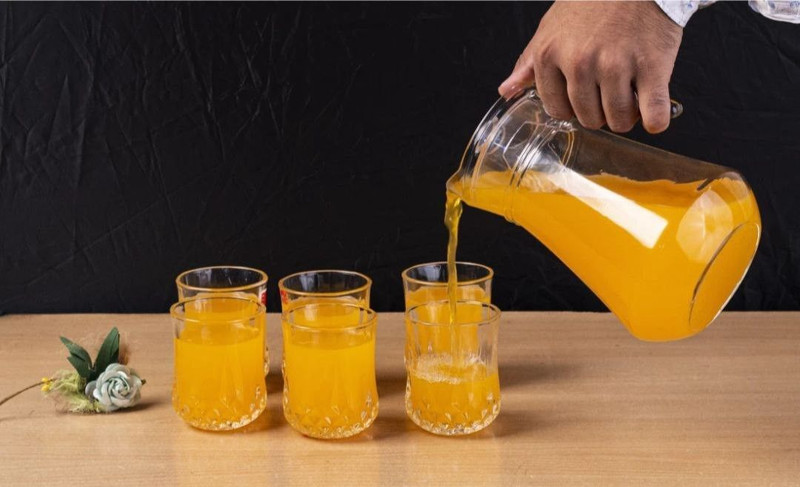 S1Store Treanding Round Jug and Rajwadi Glass Set Jug Capacity 1300ml and Glass 220ml Jug Glass Set(glass)