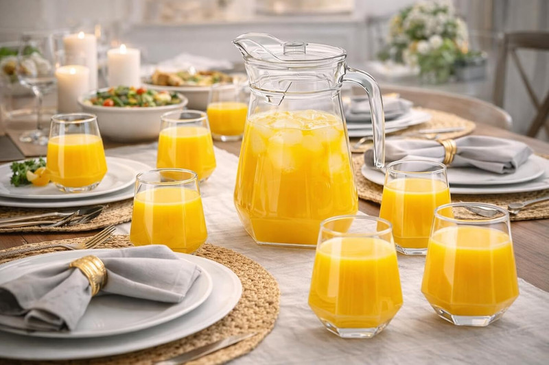 GOLDFINCH Water and Juice Glass (6PCS) and Jug (1PCS) Set for Dining Table,Party,Gift Set Jug Glass Set(GLASS)