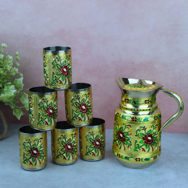 NAVRANG N1565 Jug Glass Set(Stainless Steel)