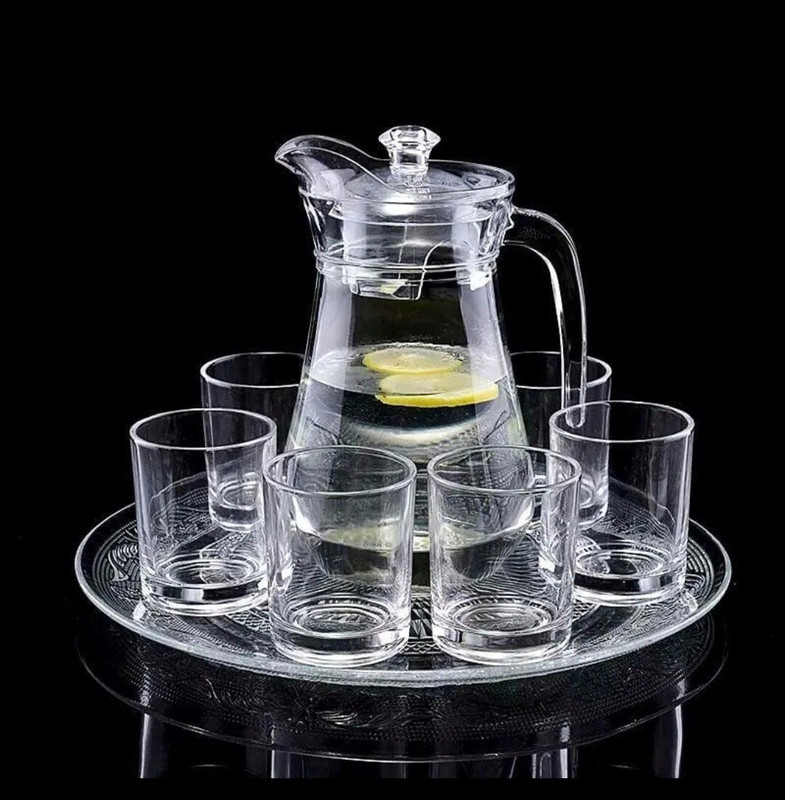 S1Store Glass Water Jug with Lid Highball Glasses Glass Pitcher with lid ice Tea Pitcher Jug Glass Set(Glass)