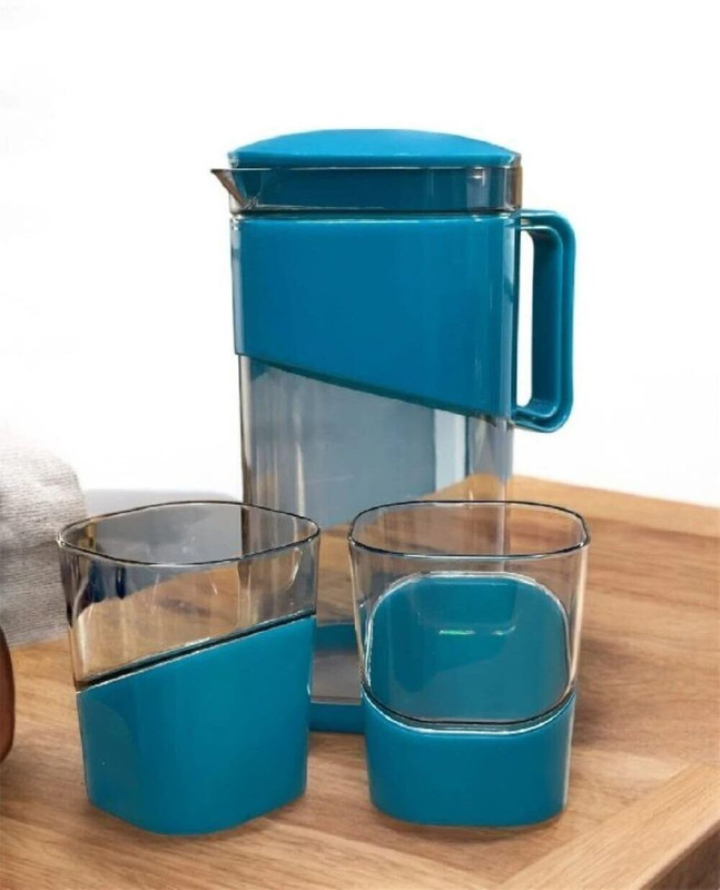 Vedant Water Jug with Glass Set Premium Plastic Jug with Lid & Matching Glasses Jug Bottle Glass Set(Plastic)