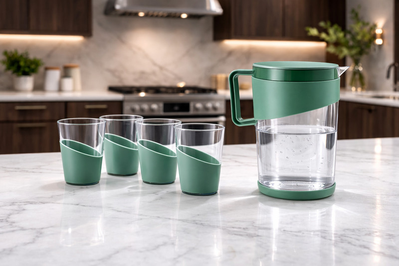 RBizz G-JUG WITH 4 GLASS Jug Glass Set(Plastic)