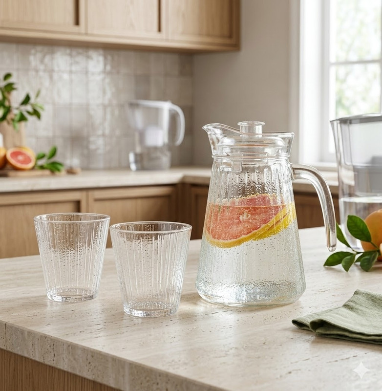 TandMhomeappliances jug with 2 glass abc Jug Glass Set(glass)