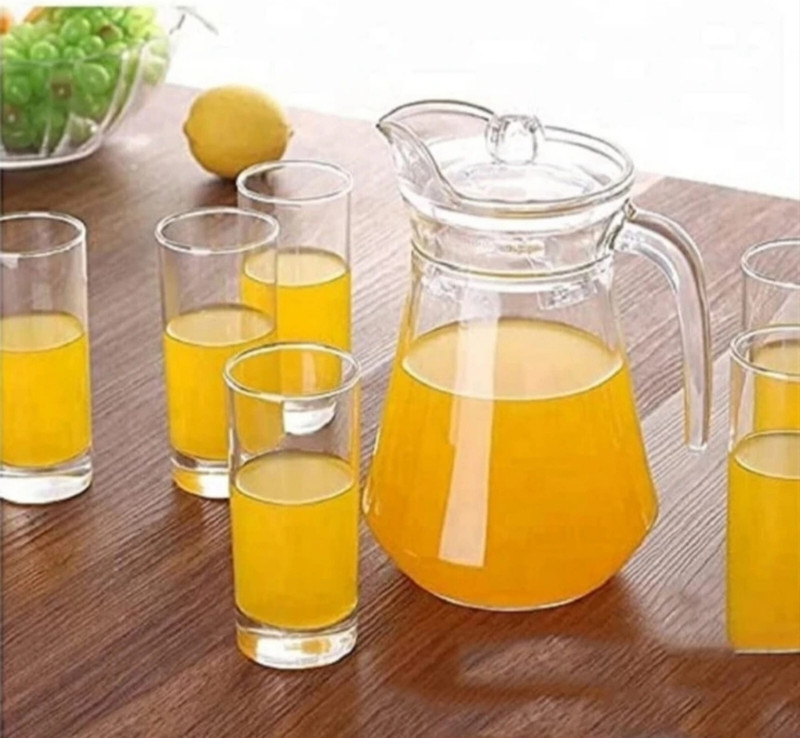 DSRPC Premium Juice and Water Jug Glass Combo Set for Dinning Table Highball Glass Jug Glass Set(Glass)