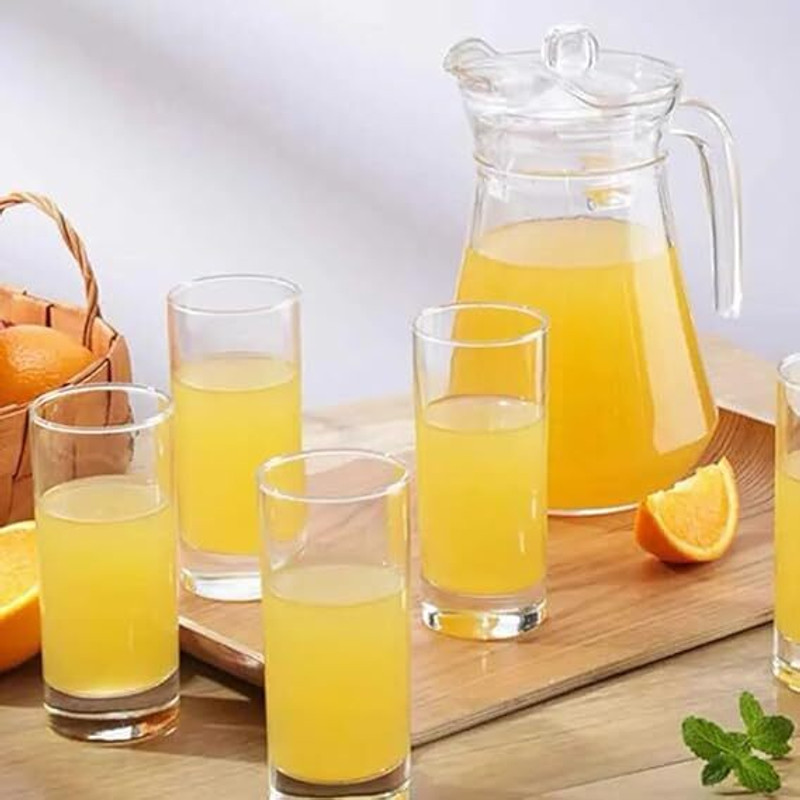 ROKERY Italian Rajwadi Design Jug Glasses Set | 1.4 Litre Jug with 6 GlasS 250 ml Each Jug Glass Set(GLASS)