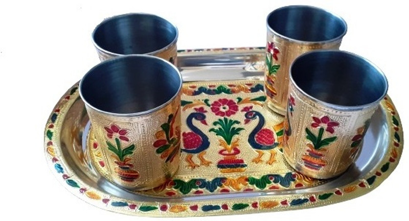 VROY@LS PRIDE GLASS TRAY REG Jug Glass Tray Set(steel)
