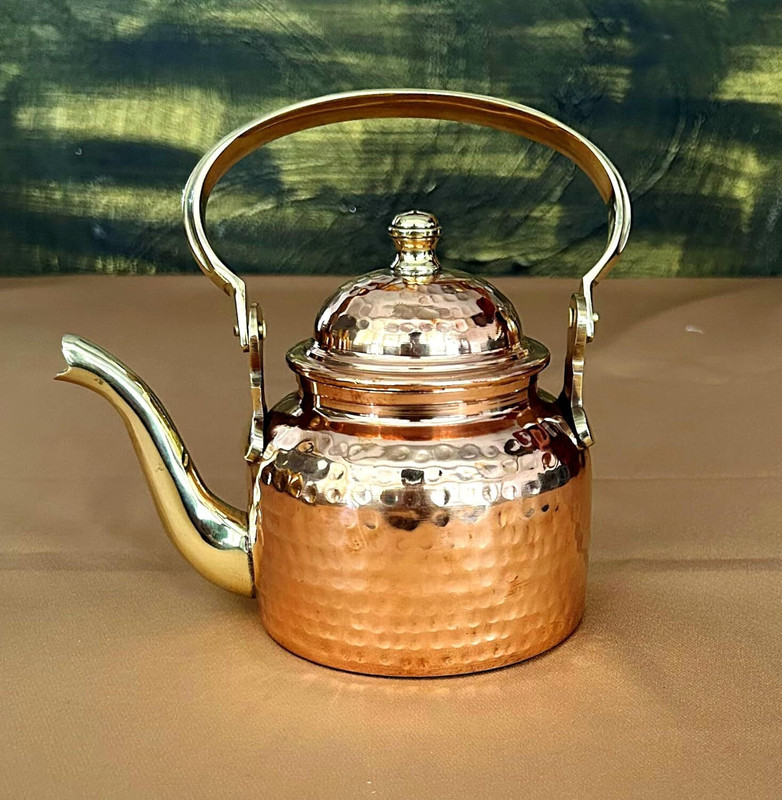 Rajneesh Handicraft Copper Tea Pot Single Kettle | Pure Copper Teapot for Tea Brewing & Serving Tea Urn(500 ml)