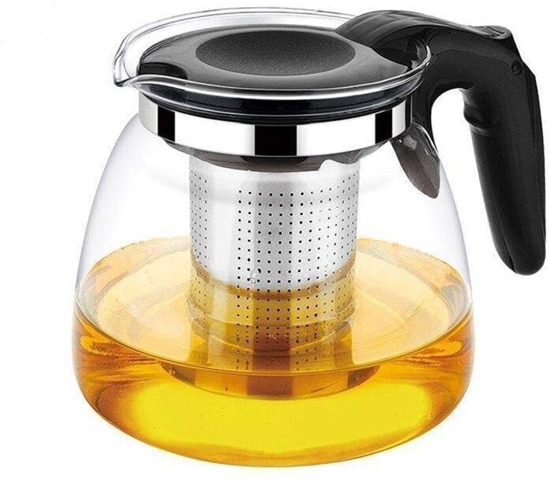 manekk world Pack of 1 Glass Borosilicate Glass Teapot with InfuserHeat Resistant Clear Kettle for Tea Coffee(Clear, Cup and Saucer Set)
