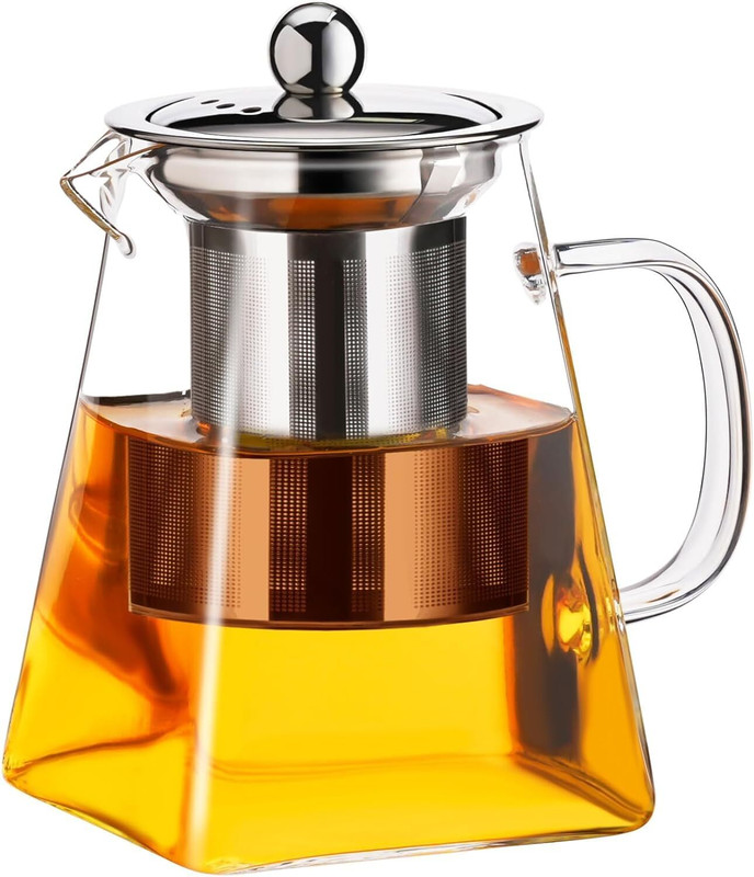 keya Glass Teapot with Stainless Steel Infuser & Lid for Herbal & Green Tea Tea Urn(750 ml)