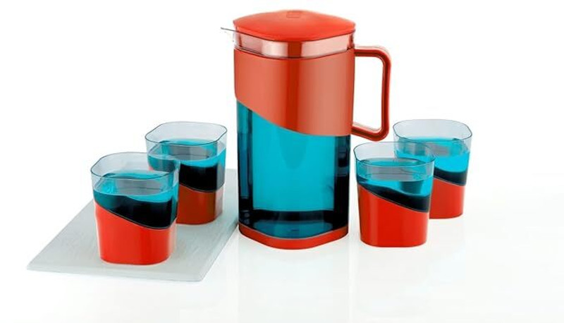 Juiciq Spsy_Nion jug glass_Brown Jug Glass Set(plastic)