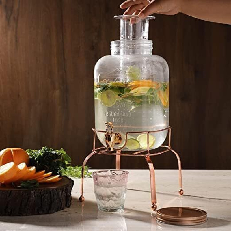 SMILERY Juice Water White Gold Beverage with Golden Tap and Golden Stand 5 Liter 1 Piece Bottom Loading Water Dispenser