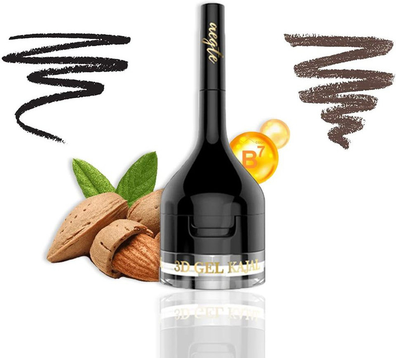 aegte 3D Gel Kajal (3 in 1 Kajal-Gel Eyeliner-Eyebrow Filler) Smudgeproof & Waterproof(Black, 8 g)
