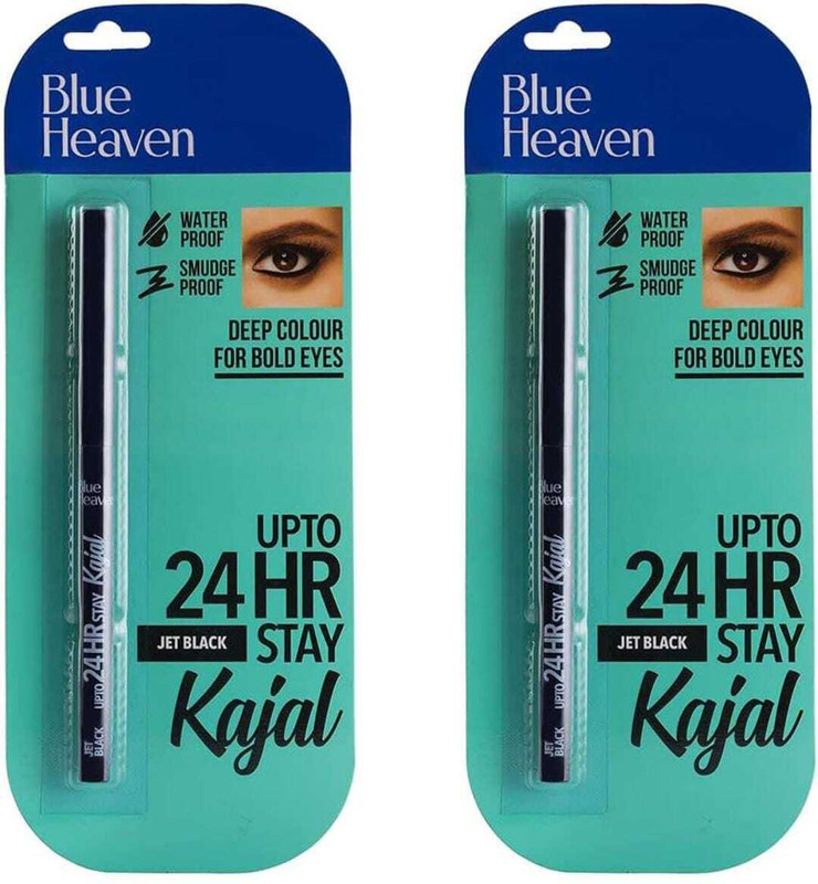 BLUE HEAVEN 24 Hr Stay Kajal Black Waterproof Long Lasting And Smudge Proof,(BLACK, 0.6 g)