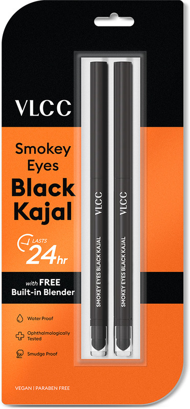 VLCC Smokey Eyes Kajal - Black | Smudge proof, water proof, long lasting kajal(Orange, 0.7 g)