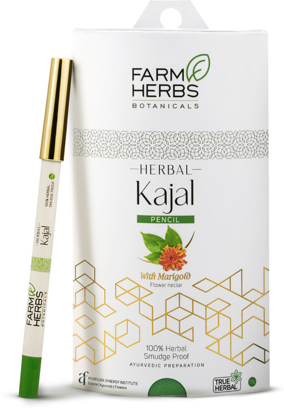 Farmherbs 100% Herbal Kajal Pencil for Adults(Black, 1.5 g)