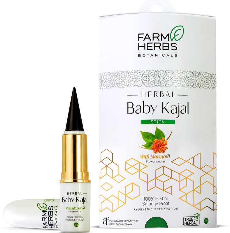 Farmherbs 100% Herbal Kajal Stick for Baby(Black, 2.7 g)