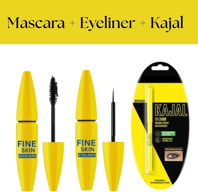 BLUST&FAMME Black color waterproof Kajal and eyeliner mascara combo sett(Black, 3 ml)