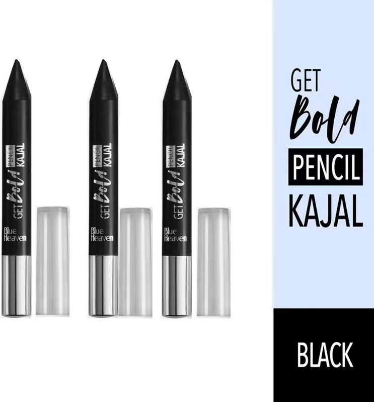 BLUE HEAVEN Get Bold Pencil Kajal (Black) Pack of 3(Black, 9.6 g)