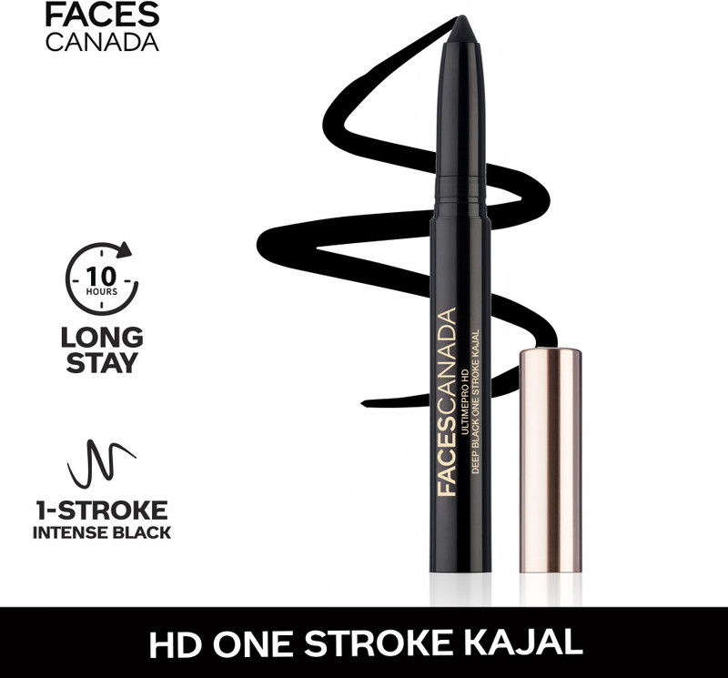 FACES CANADA Pro HD Deep Black One Stroke Kajal 1.4g(Black, 1.4 g)