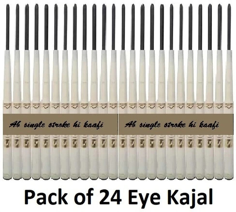 YELGO Eye Care Kajal With Sketch Pen Eye Liner, Set Of 24 ,Matte Finish Waterproof(Black, 6.5 g)