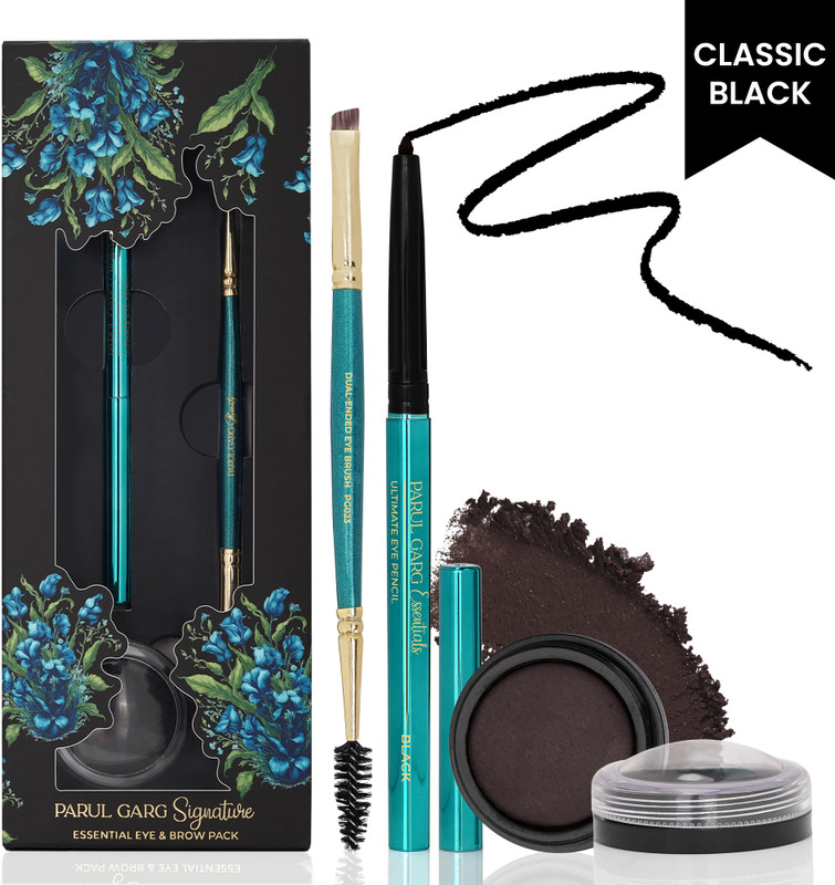 Parul Garg Essential Matte Eyebrow & Kajal Pencil Pack(Classic Black, 3 g)