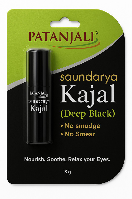 PATANJALI Saundarya Kajal 3g(Deep Black, 3 g)