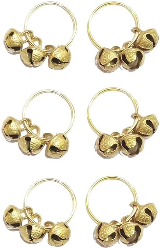 IDEALABS77 SOLUTIONS Brass Ghungroo Kadi Finger Clapping Ring with Small Bells pack of 10 Kartal Instrument
