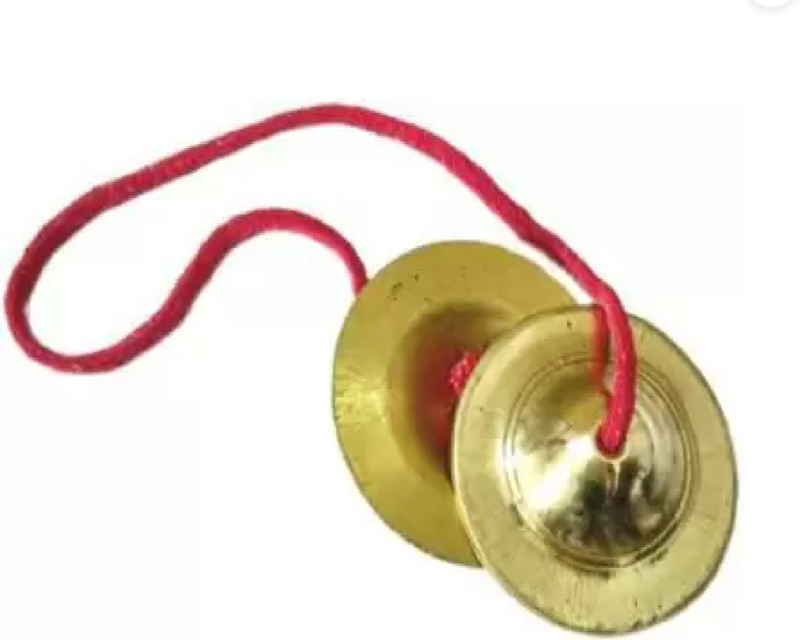 Glimring Heavy Brass Pooja Bell – Indian Musical Manjeera 10cm Kartal Instrument