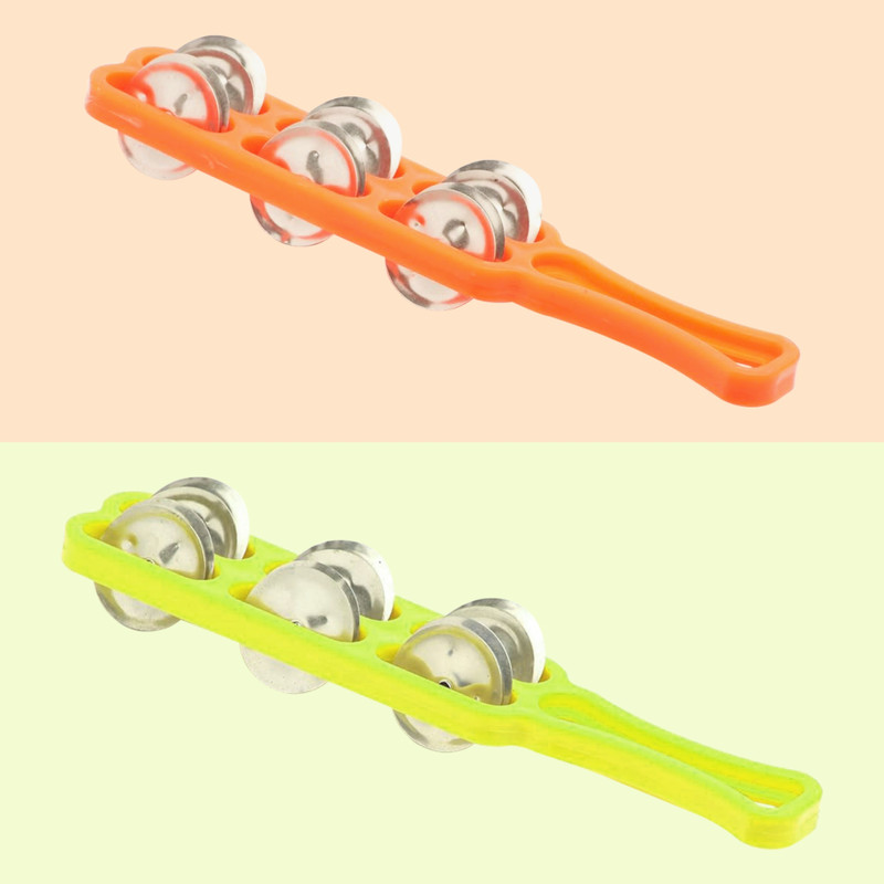 TORPPEZA Plastic Parrot & Mustard Manjira Two line Music Instrument Pack of 2 Kartal Instrument