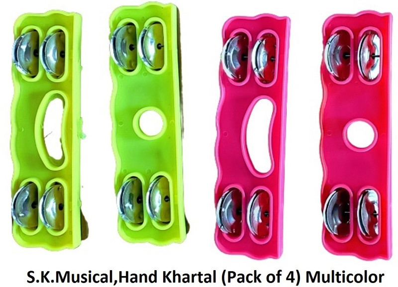SK Musical Plastic khartal Pack of 4 Kartal Instrument