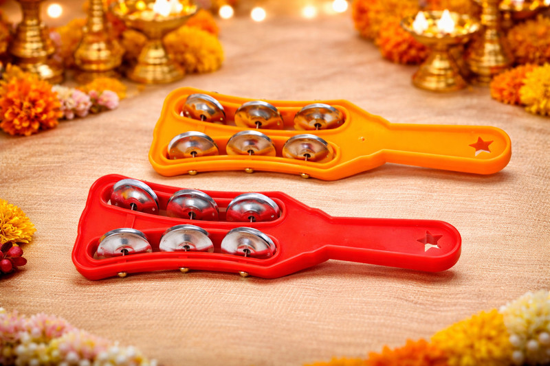 Metrolife Pack 4 Taal Kanjira/Kartal Musical Instrument for Kirtan Kartal Instrument