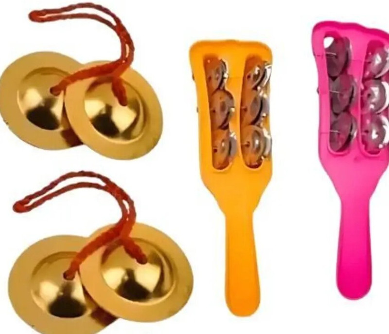 RC Supplier Khartal Hand Cymbals with 2 pair of manjeeras Traditional Indian Instrument Kartal Instrument