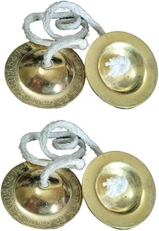 MAGA MART Iron Manjira Gold Colour (Set of 1) 3 Inches Kartal Instrument