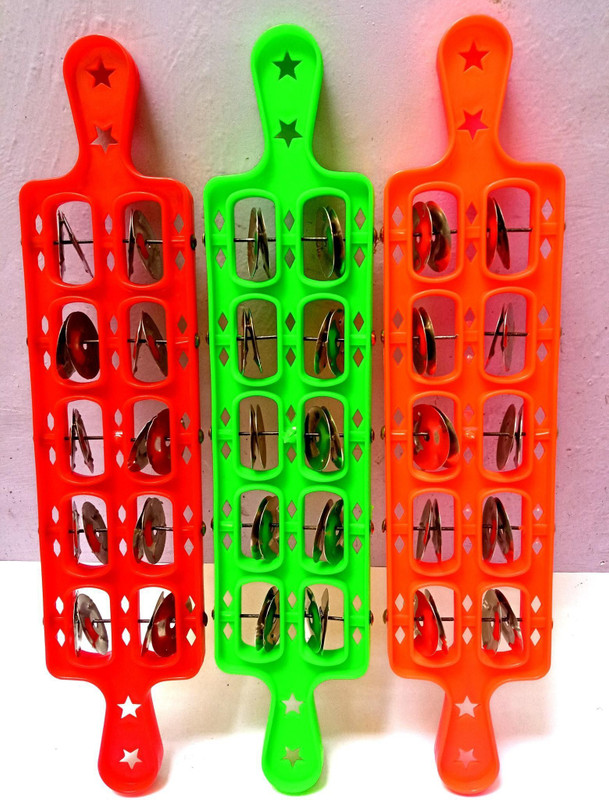 Vaasu online Temple 3Pcs of 5Lines First Quality Plastic Jhika/Kartal/Cymbals/Handtal/Hatheli Kartal Instrument