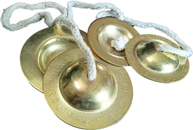 PrettyBUYERS Hare Krishna Engraved Manjeera Brass Traditional Musical Instrument Kirtan Combo Kartal Instrument