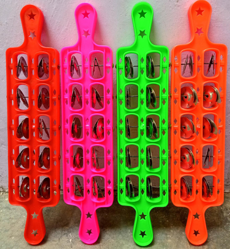 Vaasu online Temple 4Pcs of 5Lines First Quality Plastic Jhika/Kartal/Khartal/Cymbals Kartal Instrument