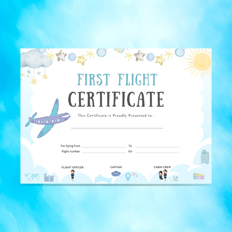 Papero Baby First Flight Certificate Keepsake(Blue)