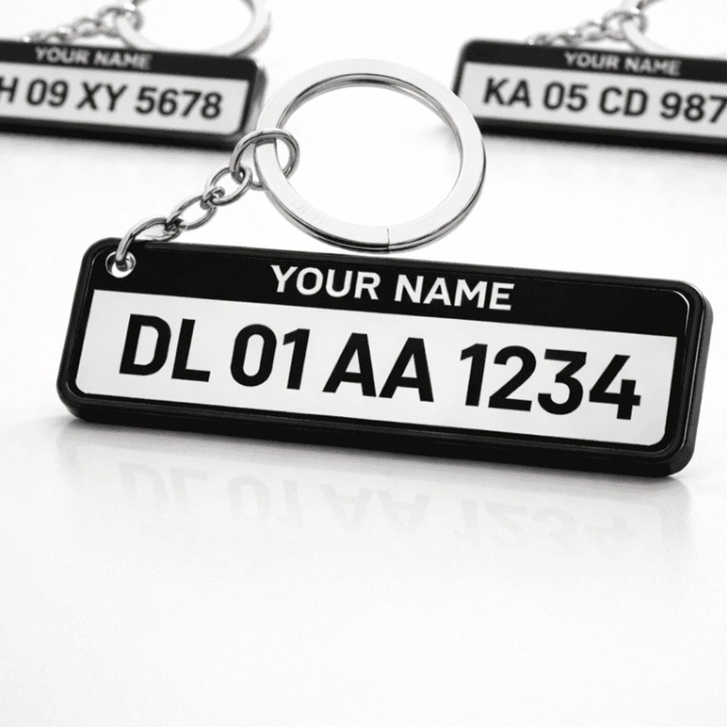 CartWings Customize Car/Bike Number Plate Keychain – Custom Vehicle Number Keyring Key Chain
