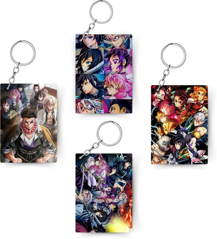 adrailstore Premium (Pack Of 4) Demon Slayer Anime Printed Long Keychain DS-18 Key Chain
