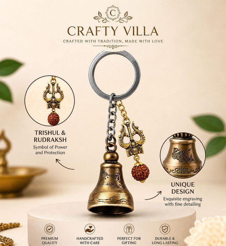 Crafty Villa Guardian Bell Keychain For Bike Car Tibetan Bell Keychain GoodLuck Charm Keyring Key Chain