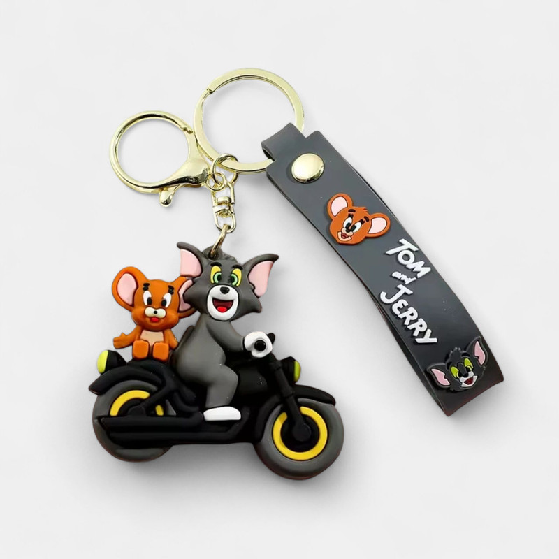 Actino Tom & Jerry On Bike Silicone Keychain Cartoon Keychain (1 PCS) Key Chain