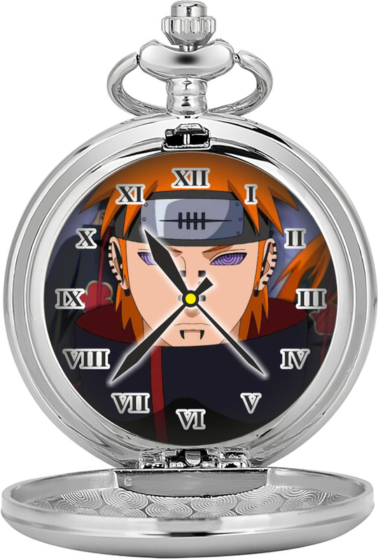 Tiny Tim Antique Pocket-Watch Akatsuki Theme Itachi Print On Dial Car Bike Key Chain Best Gift for Men, Women & Anime Fans on Special Occasions Crome Metal Pocket Watch Chain