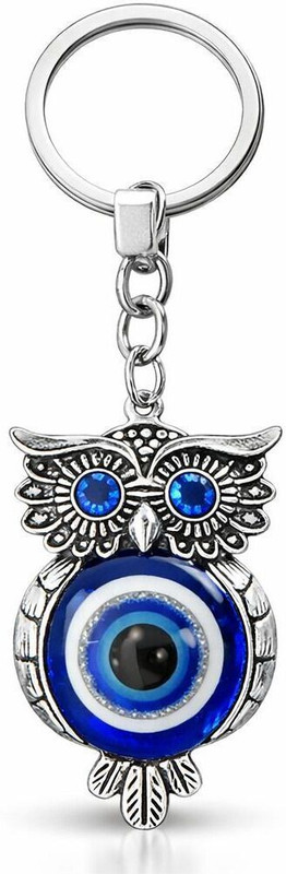 Lenity Blue and Silver Color Evil Eye Keychain For Bike/Car Gifting Key Chain