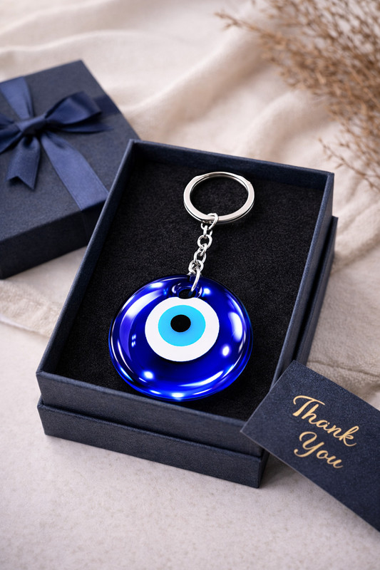 Shilpmart Blue Evil Eye Keychain Lucky Protection Charm Stylish Key Ring Gift Key Chain