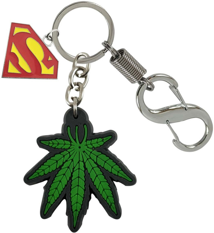 SHOKY LOOKS Green Leaf In Rubber With Supermen Logo Locking Lock Fashionable Locking Carabiner(Silver)
