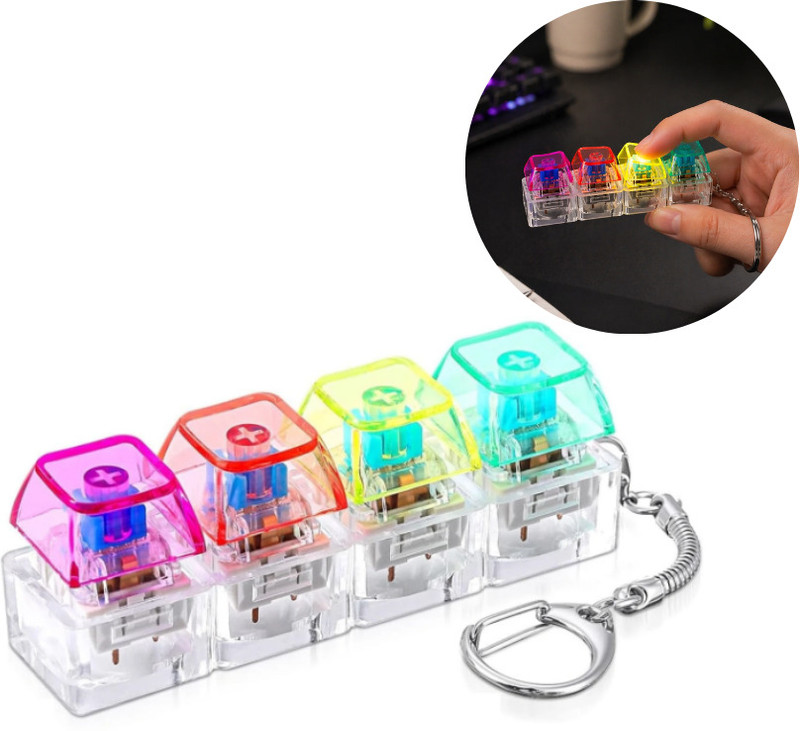 MALBEC Fidget Keyboard Clicker with LED |Multicolour Mini Stress Relief Keychain Toy Key Chain