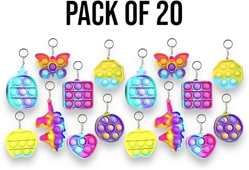 SRD TRADERS Pop It Fidget Keychain, Push Pop Bubble Fidget keychain (PACK OF 20 ) Key Chain
