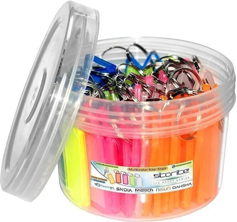STORITE Multicolor (Pack of 70) Keyring with Name Tag Label Two Side Id Label for Office Key Chain