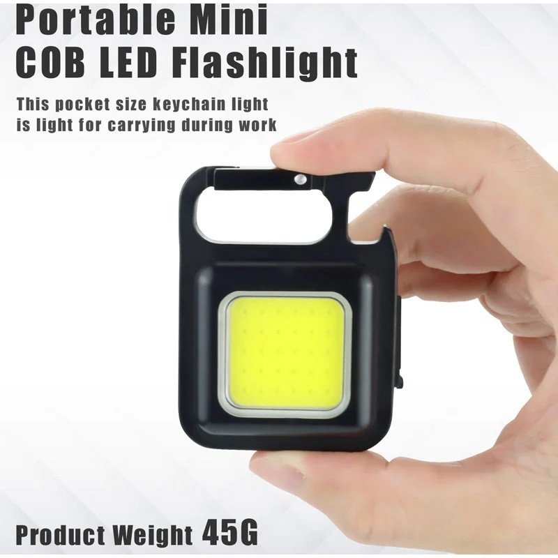 NKPR Portable LED Keychain Flashlight Rechargeable 4 Modes With Bottle Opener 150 8 hrs Torch Emergency Light(Black)