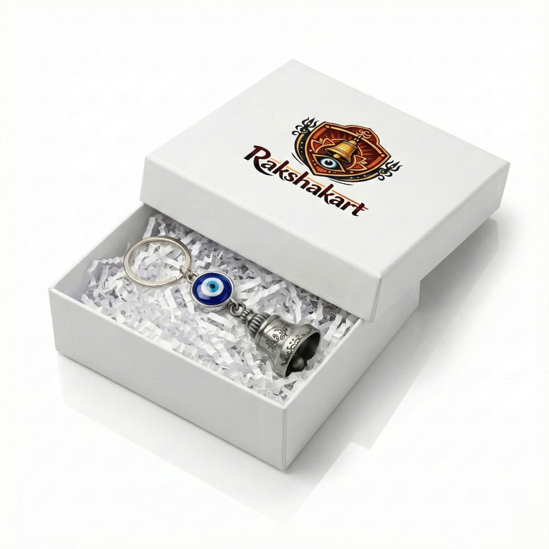 linqs Rakshakart Guardian Bell Evil Eye Keychain for Bike, Car & Home –Good Luck Charm Key Chain